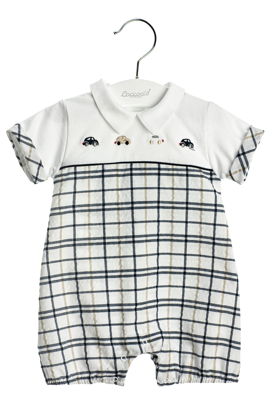 Coccodè "Maurice" Navy Checked Car Romper | Millie and John