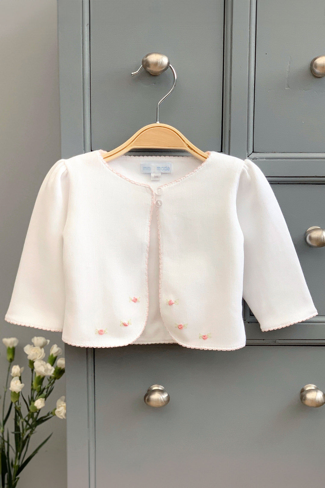 Mini-la-Mode White Knit Rose Jacket | Millie and John
