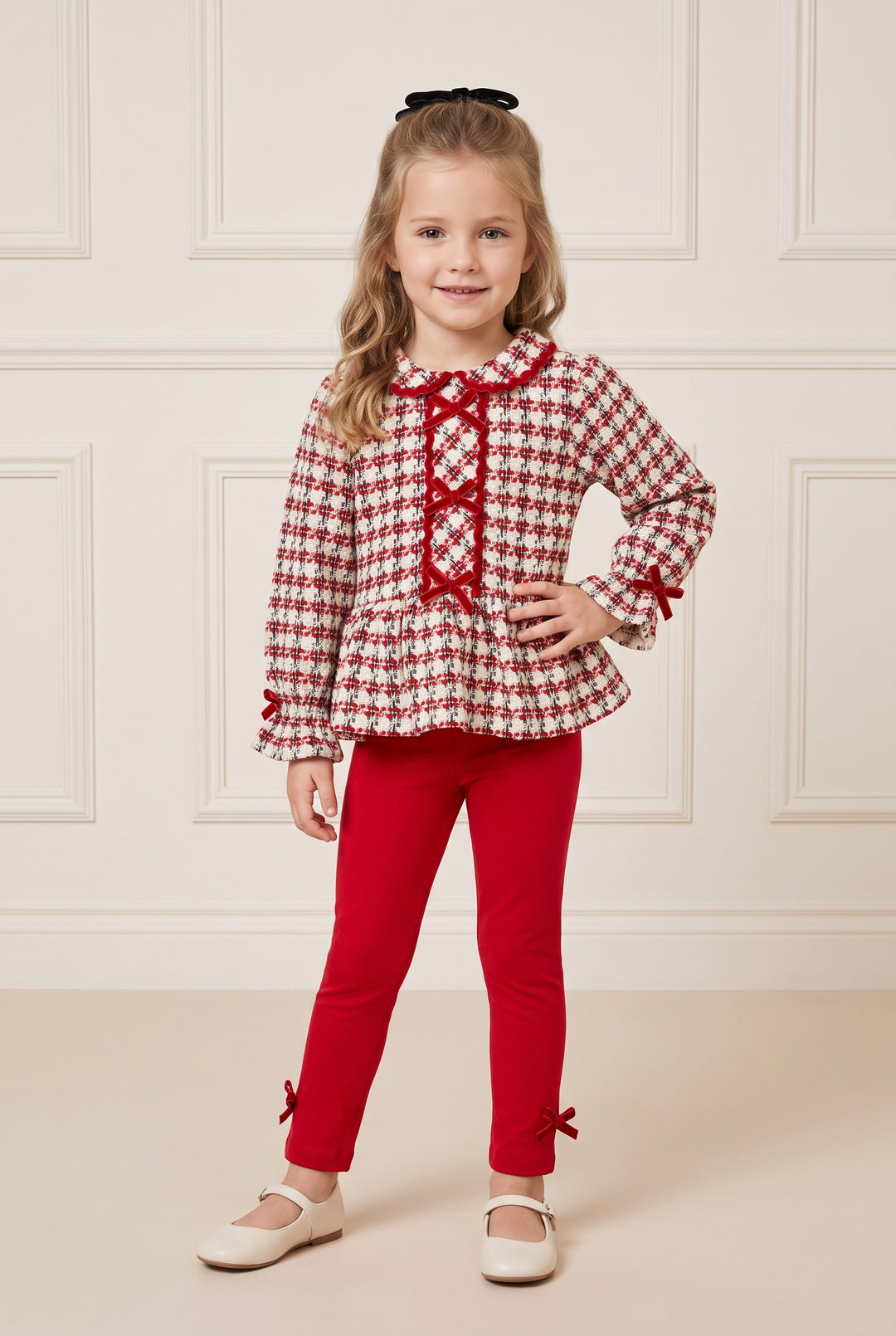 "Chloe" Red Houndstooth Top &amp; Leggings