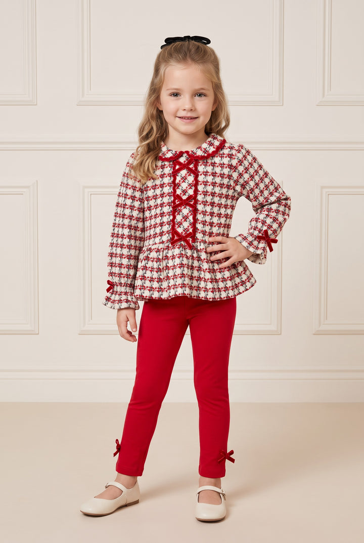 "Chloe" Red Houndstooth Top &amp; Leggings