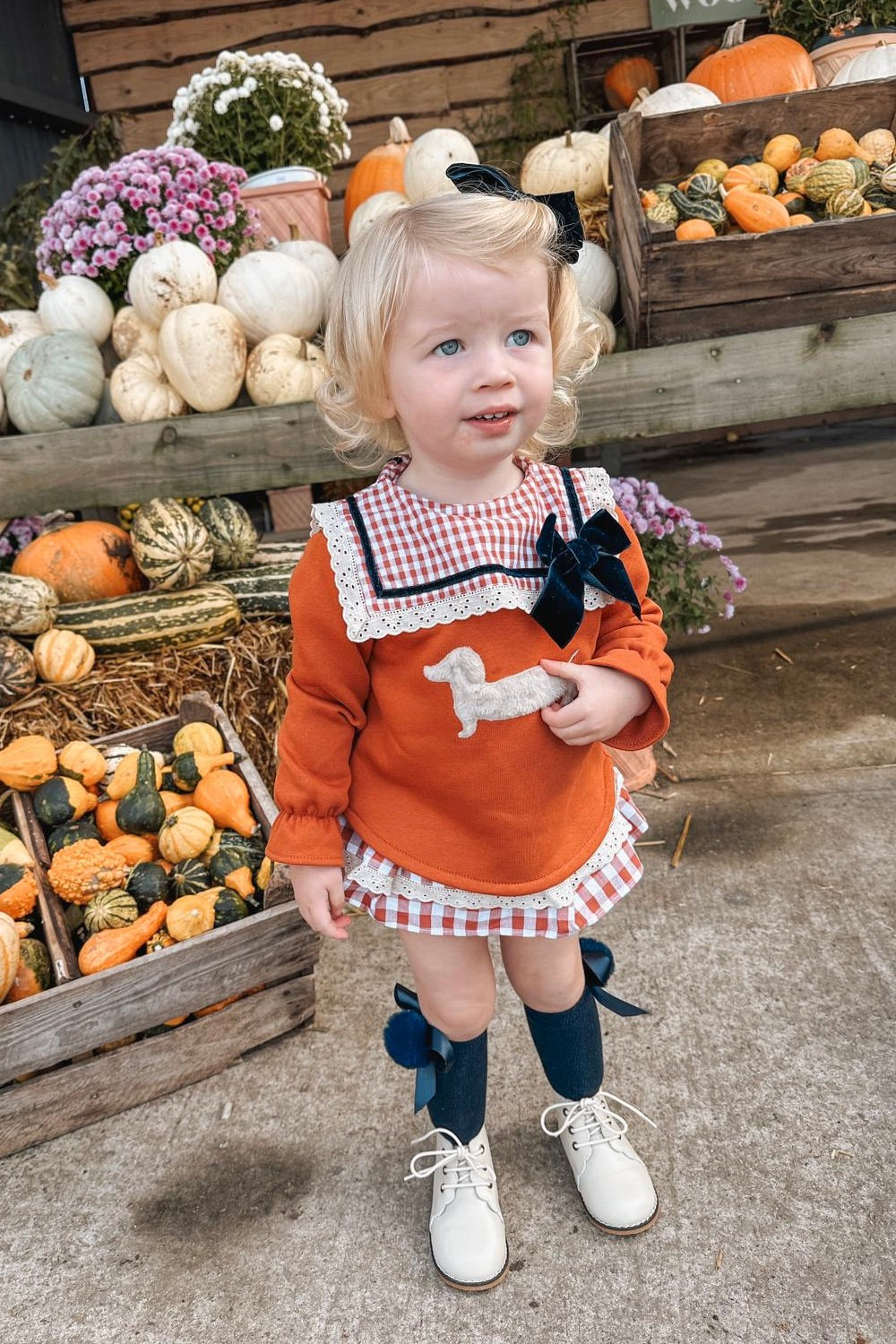 Valentina Bebes "Frankie" Rust Sausage Dog Sweatshirt & Skirt | Millie and John