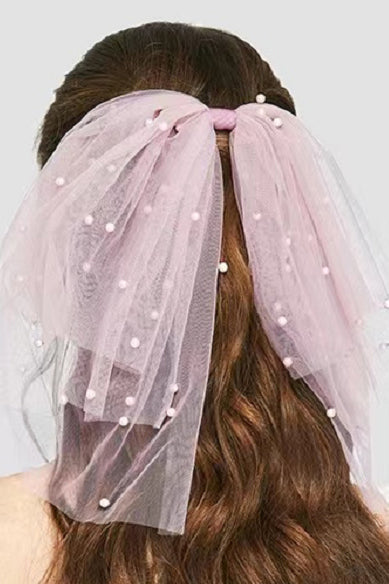 Pearl Tulle Hair Bow