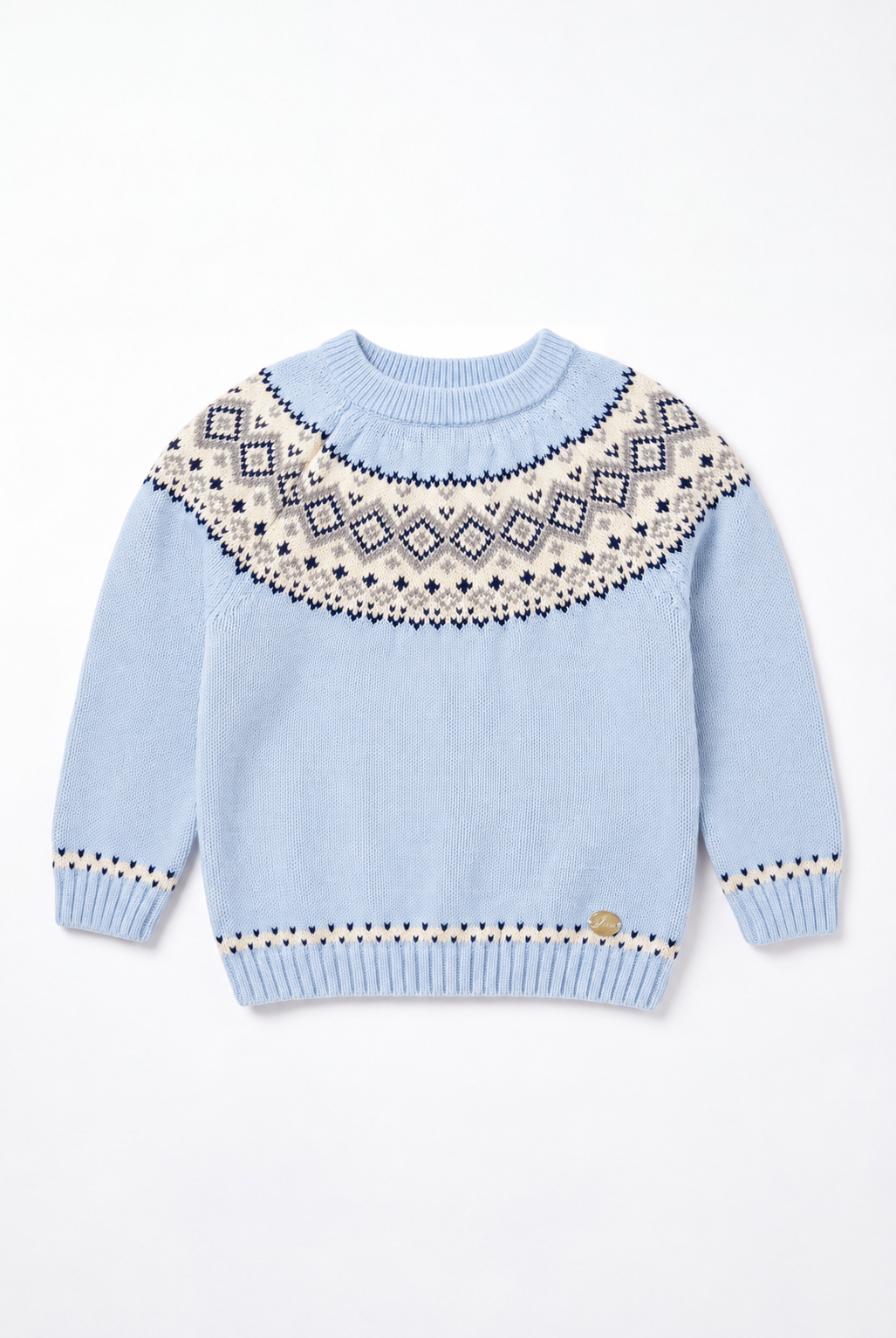 "Felix" Powder Blue Fair Isle Knitted Jumper