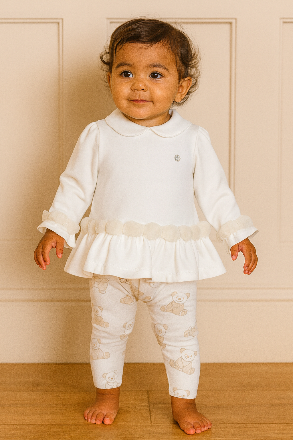 Deolinda "Alba" Ivory Pom Pom Top & Bear Leggings | Millie and John