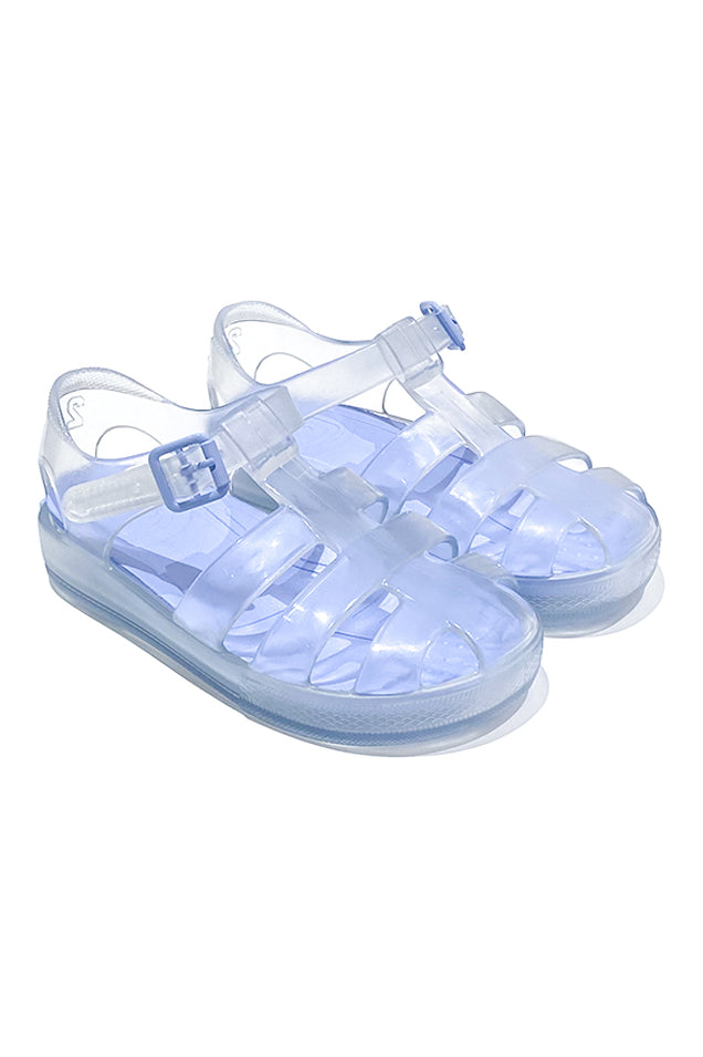 Marena "Monaco" Clear & Blue Jelly Sandals | Millie and John