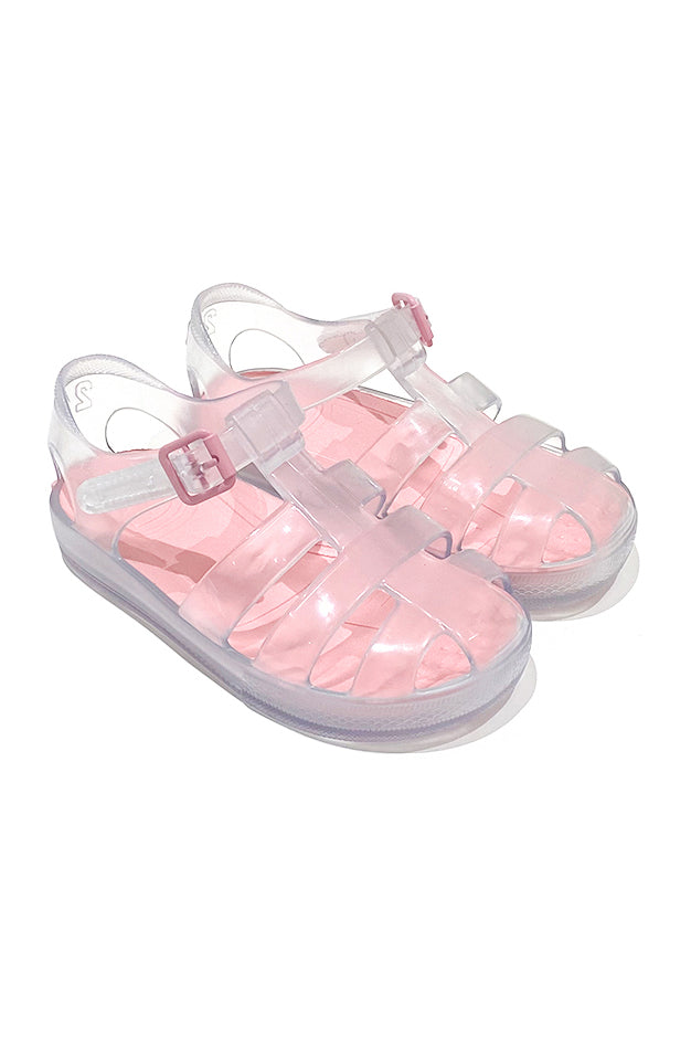 Marena "Monaco" Clear & Pink Jelly Sandals | Millie and John