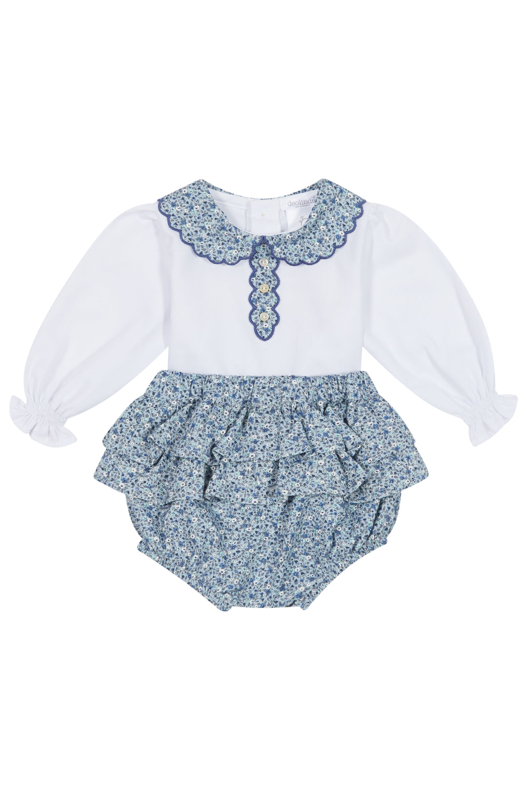 "Liv" Dusky Blue Floral Blouse & Bloomers