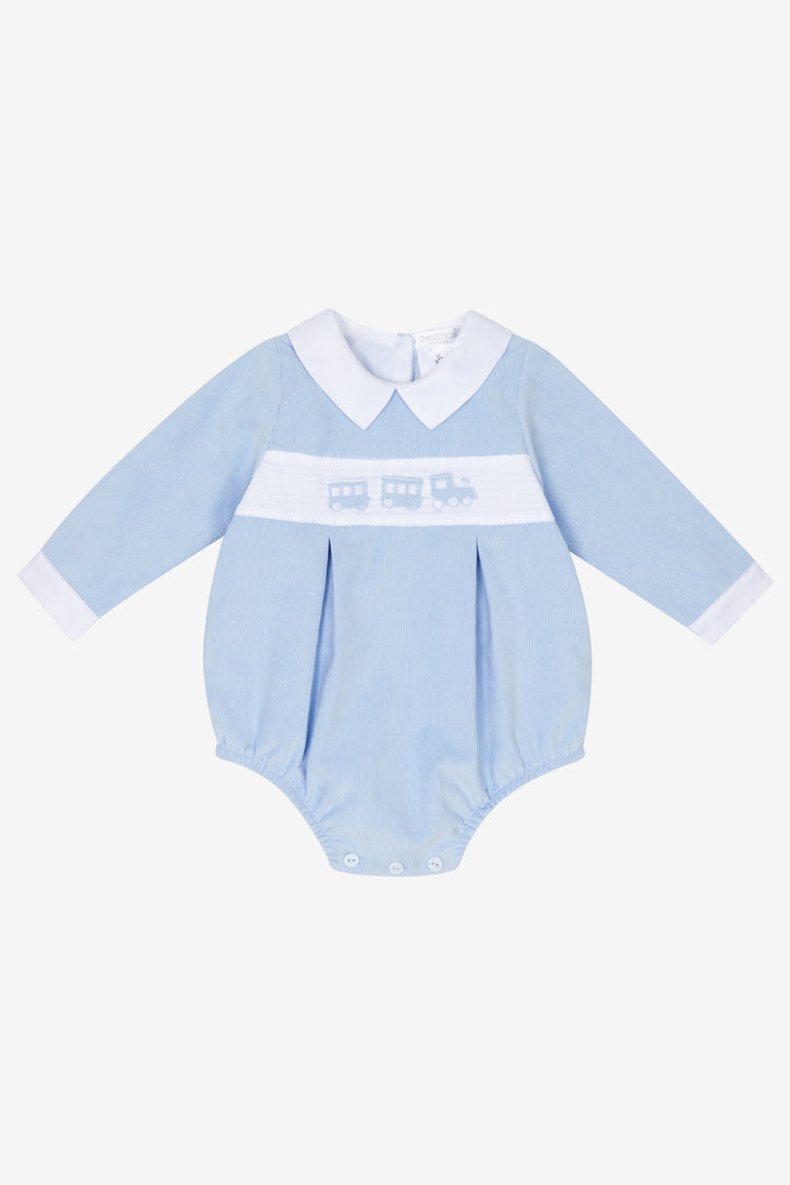 Deolinda "Jonas" Cloud Blue Smocked Cord Romper | Millie and John
