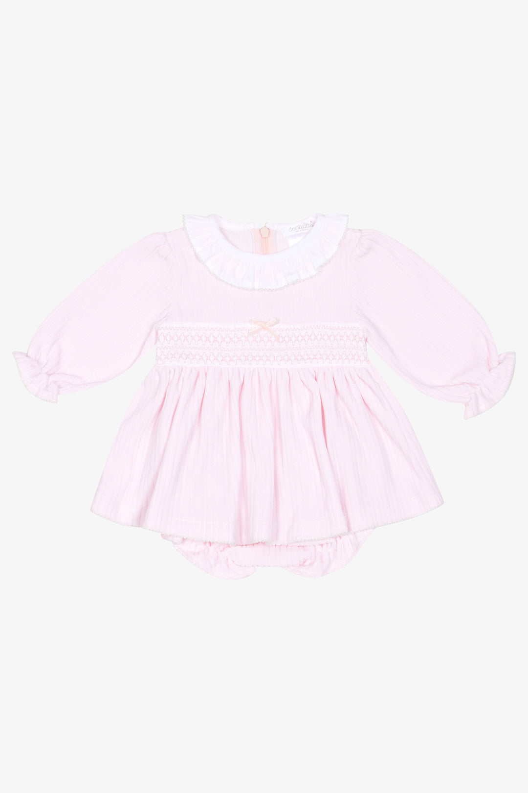 "Eliana" Pink Velour Smocked Dress &amp; Bloomers