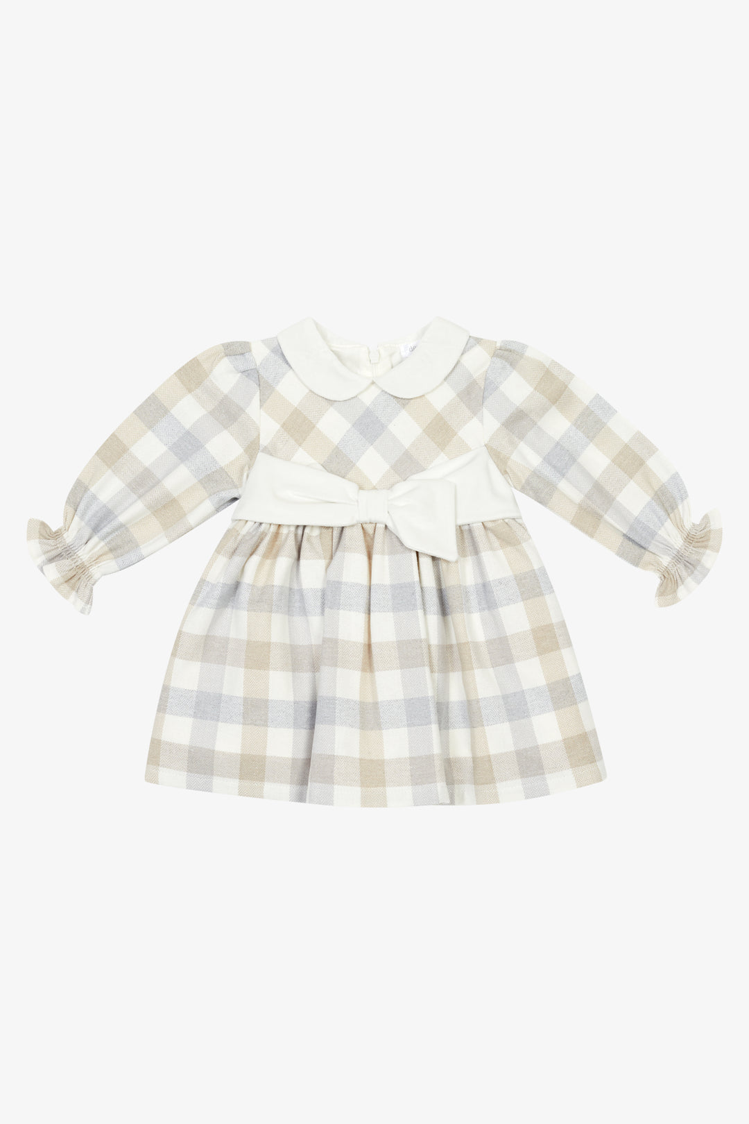 "Sophia" Grey &amp; Beige Check Dress