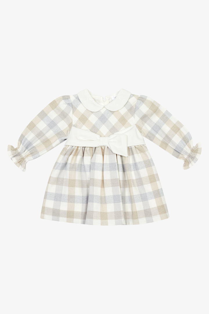 "Sophia" Grey &amp; Beige Check Dress