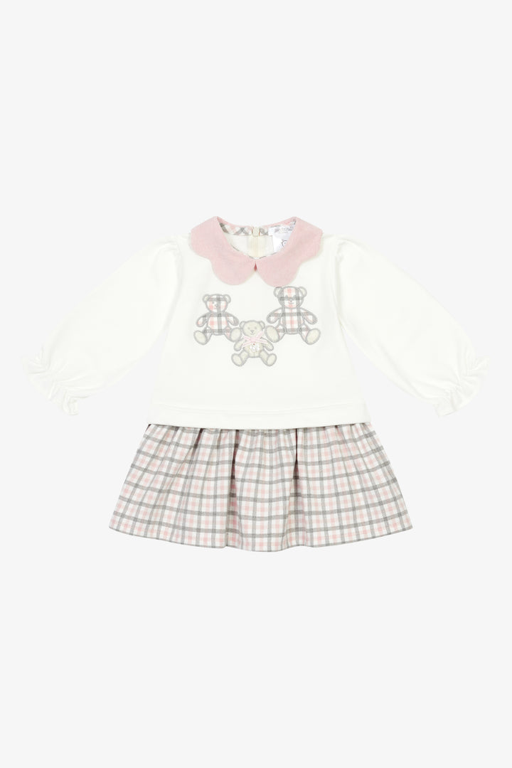 "Ivy" Ivory &amp; Pink Check Bear Dress
