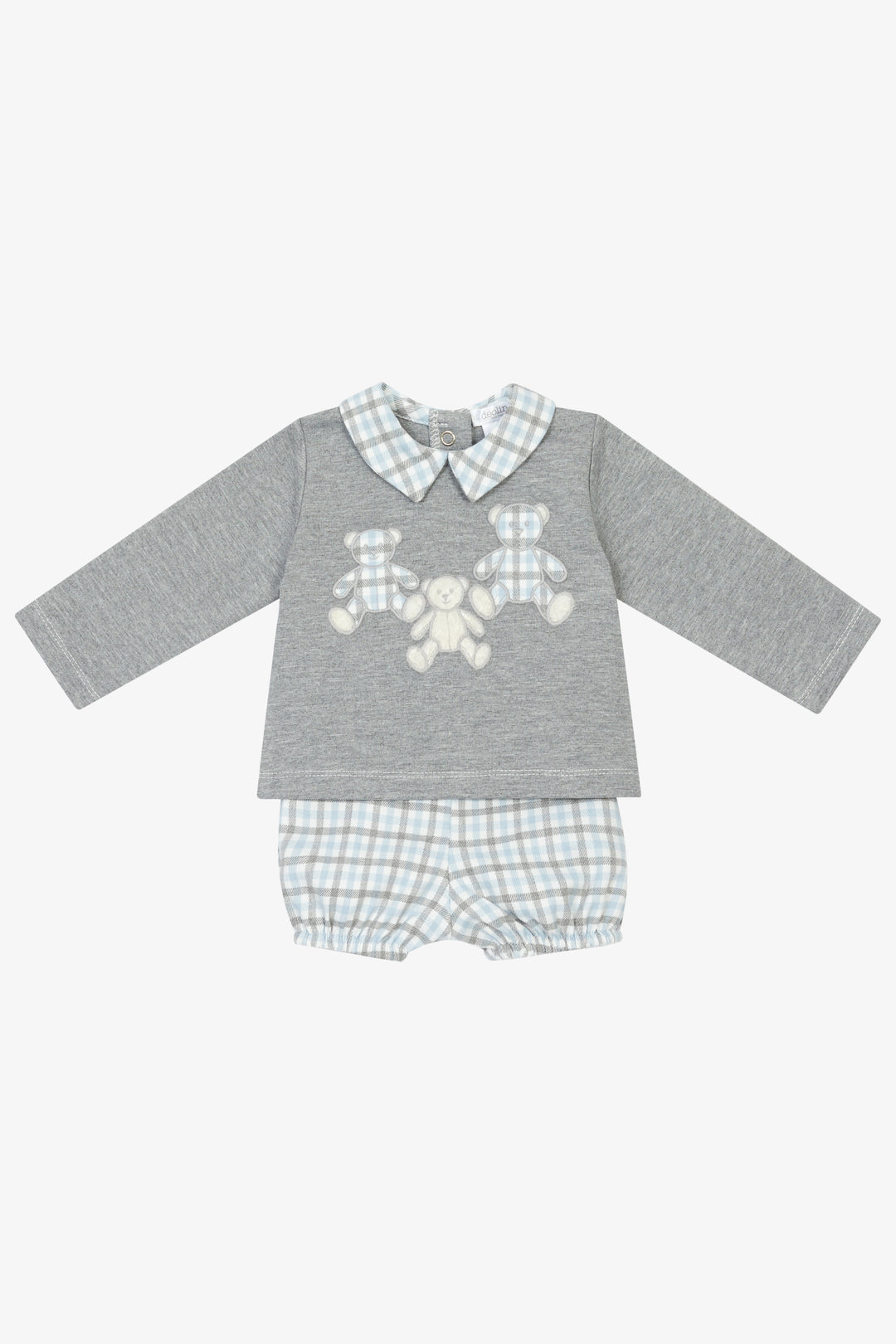 "Oscar" Grey &amp; Blue Check Top &amp; Jam Pants