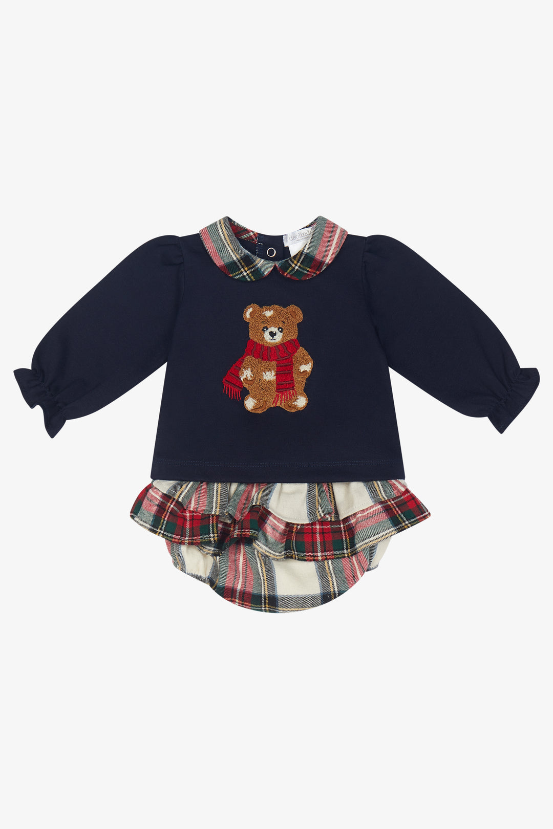 "Matilda" Navy Tartan Bear Top &amp; Bloomers