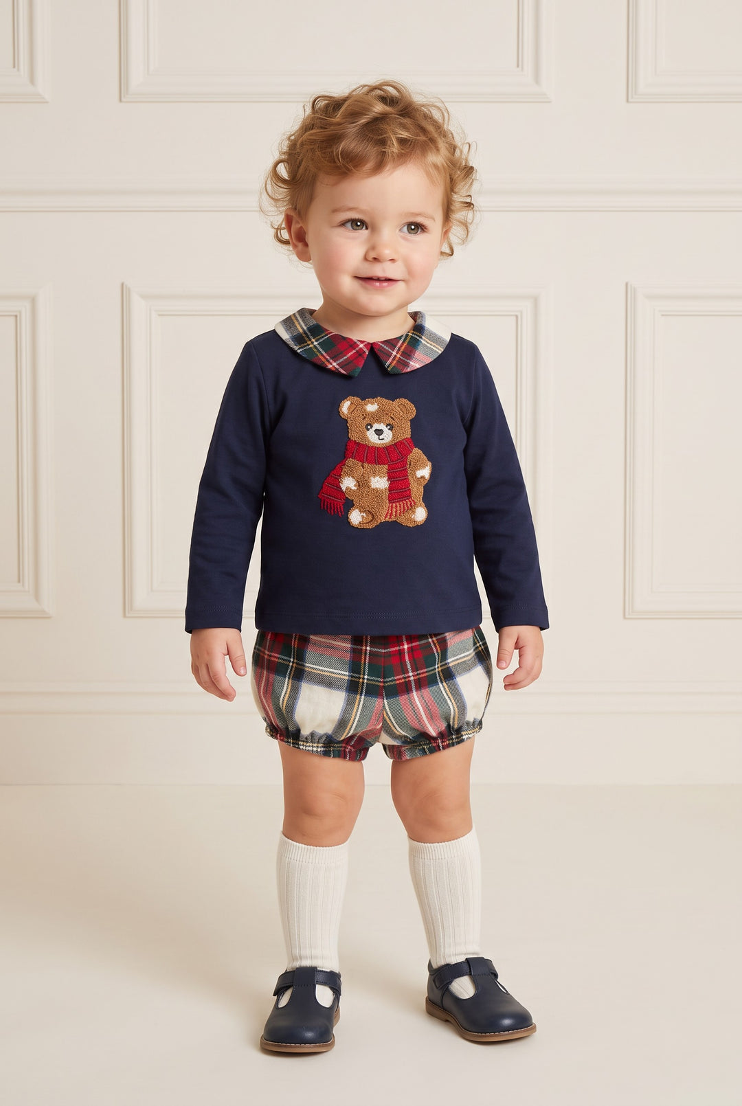 PREORDER "Caleb" Navy Tartan Bear Top &amp; Jam Pants