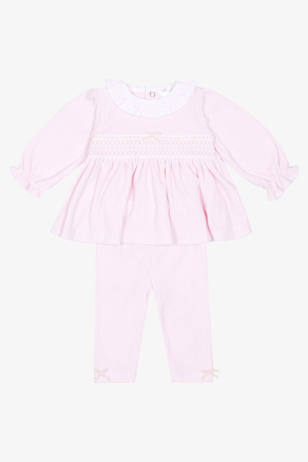 "Olivia" Pink Smocked Velour Top &amp; Leggings