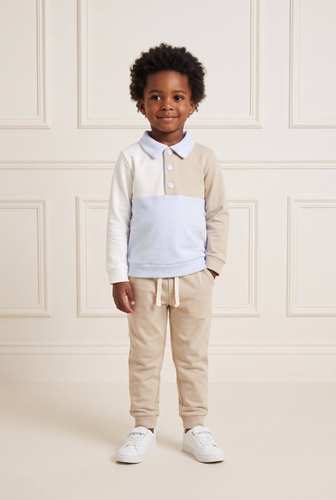 "Luca" Beige Polo Shirt &amp; Trousers