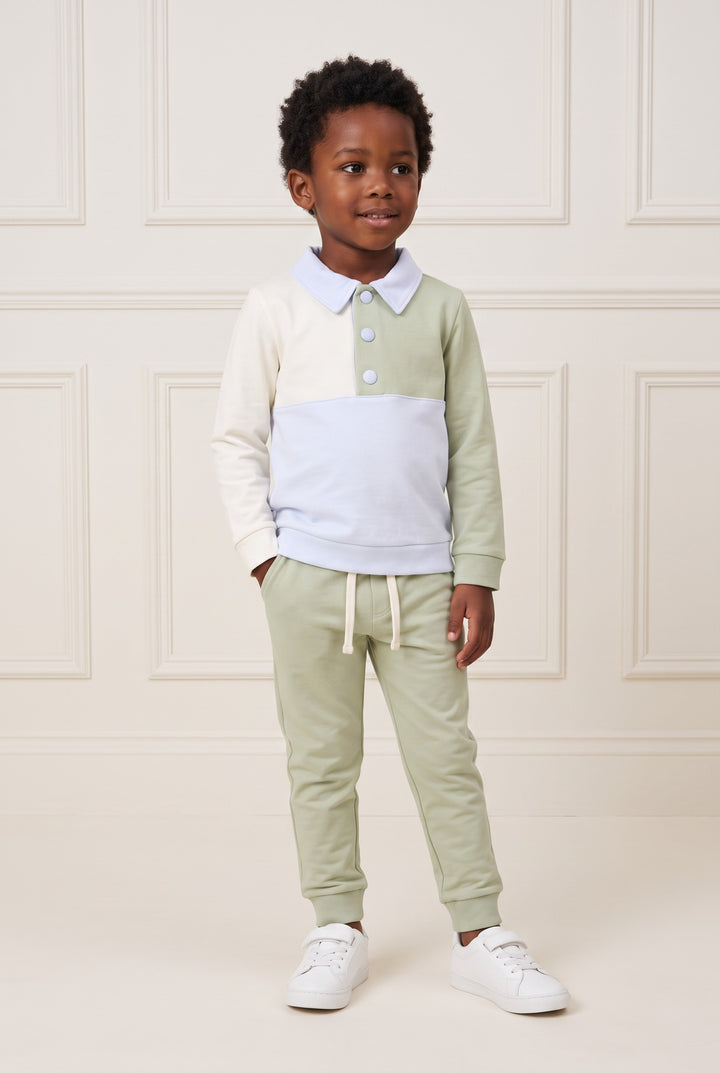 "Luca" Sage Green Polo Shirt &amp; Trousers