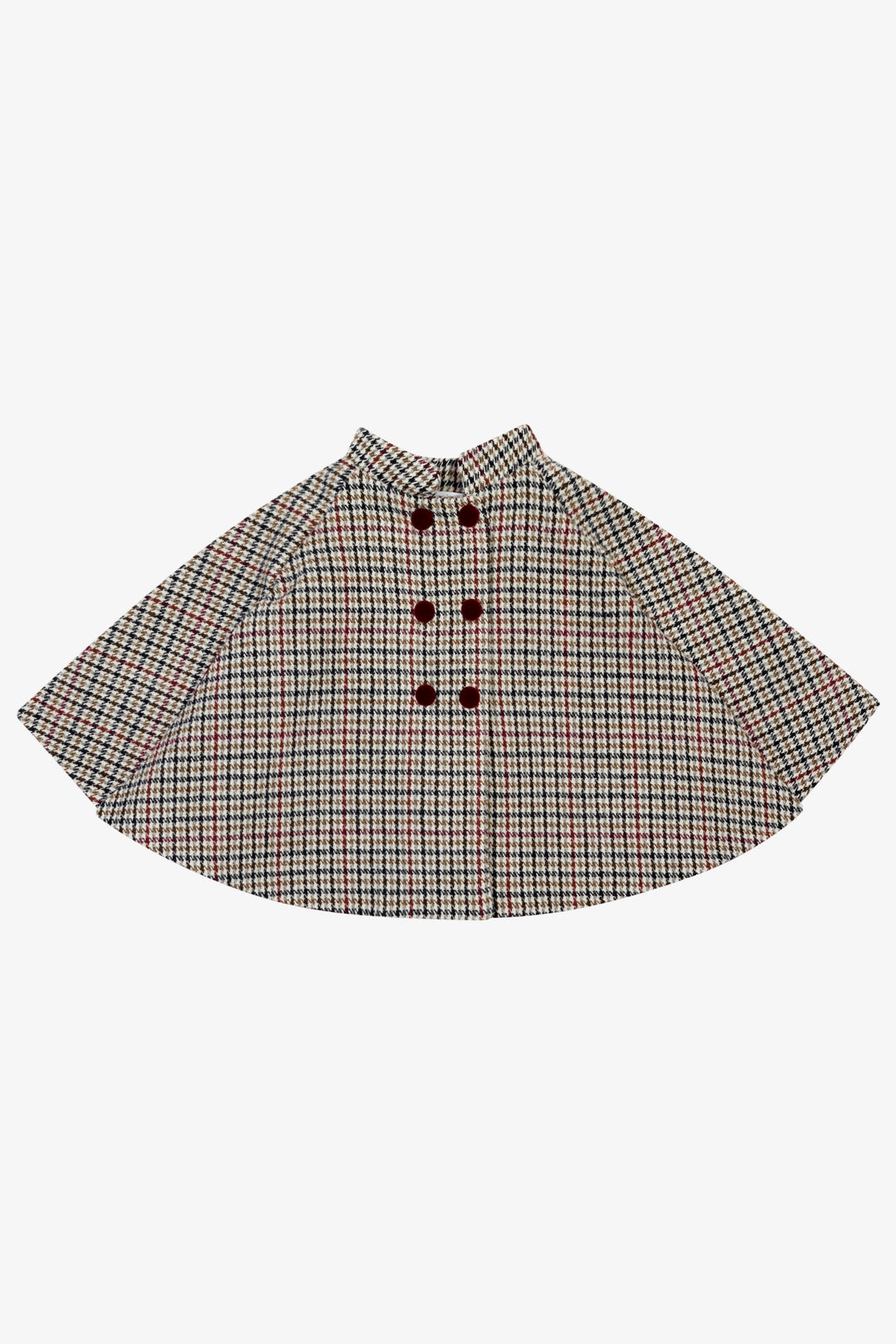 PREORDER "Aria" Burgundy Houndstooth Cape