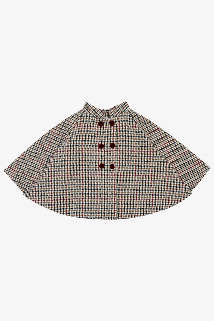 PREORDER "Aria" Burgundy Houndstooth Cape