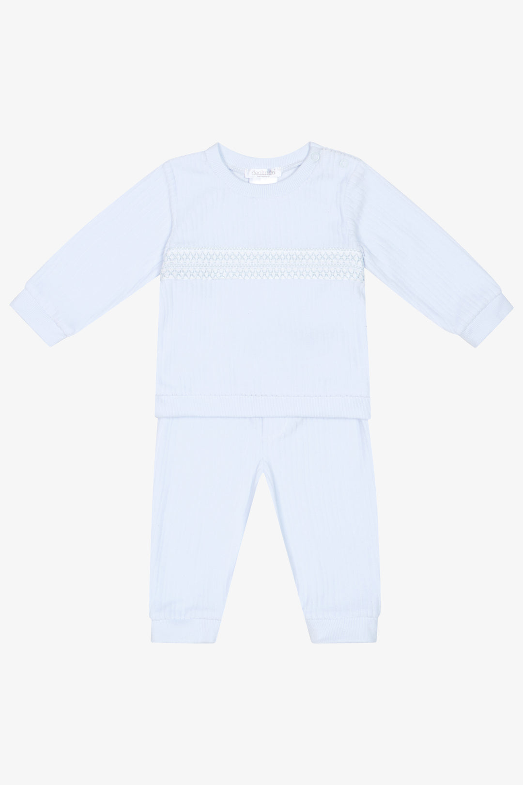 PREORDER "Leo" Blue Velour Smocked Top &amp; Trousers