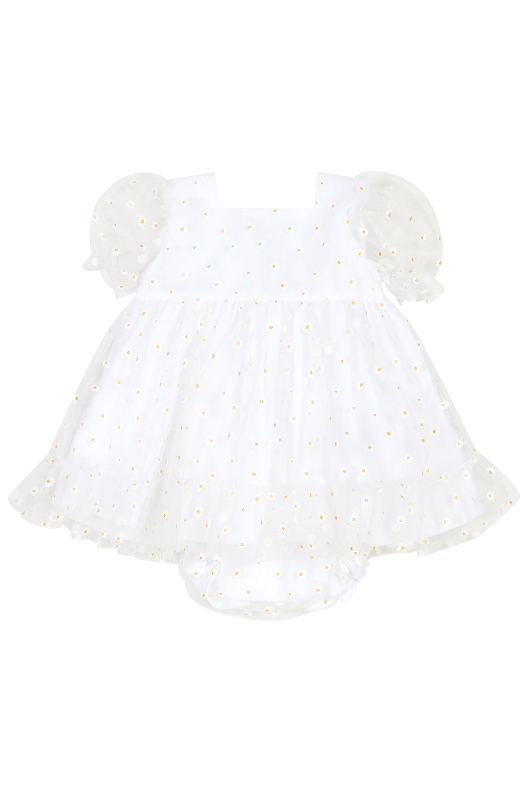 Chic by Deolinda PREORDER "Flora" White Tulle Daisy Print Dress & Bloomers | Millie and John