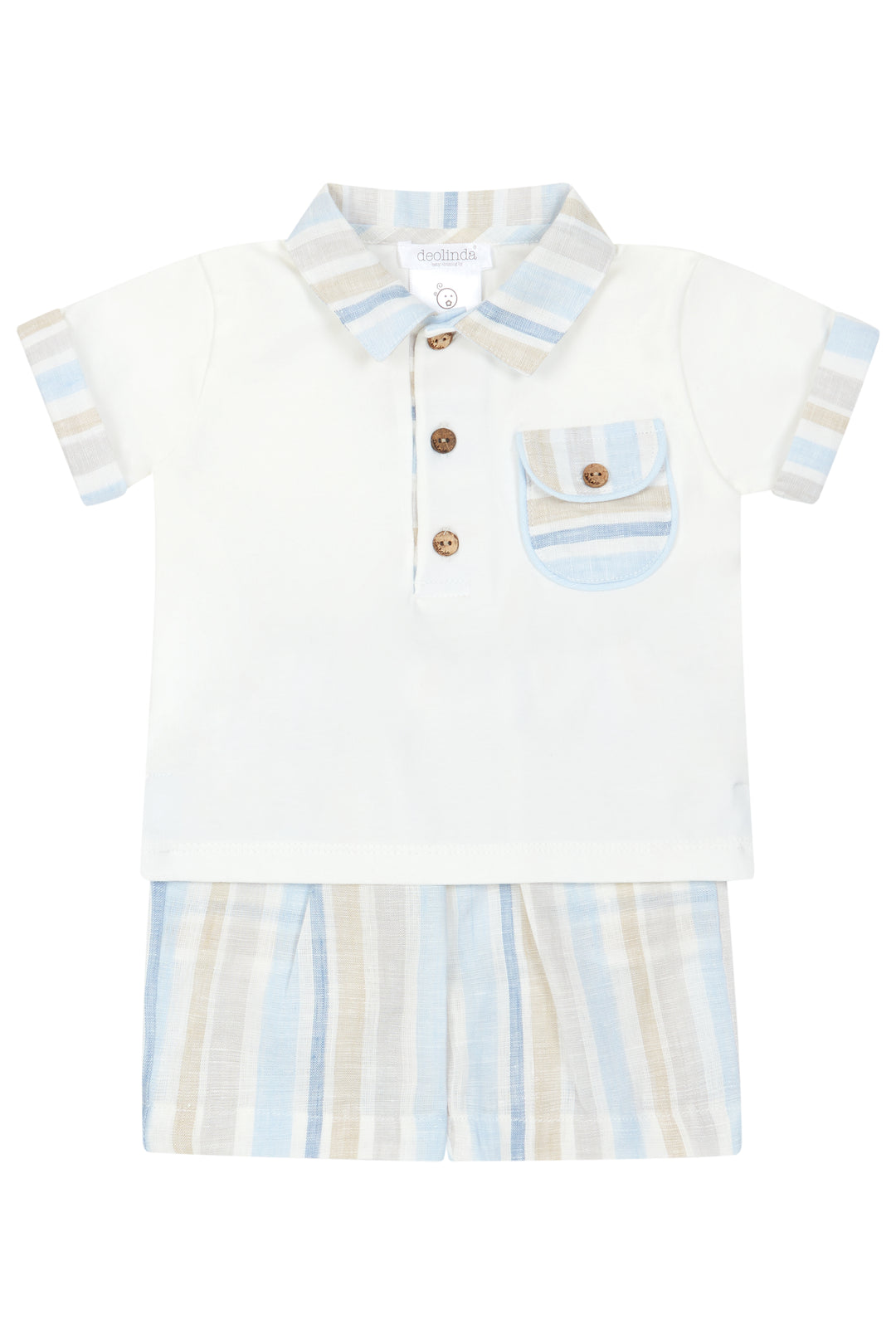 Chic by Deolinda PREORDER "Gideon" Blue Striped Polo Shirt & Shorts | Millie and John