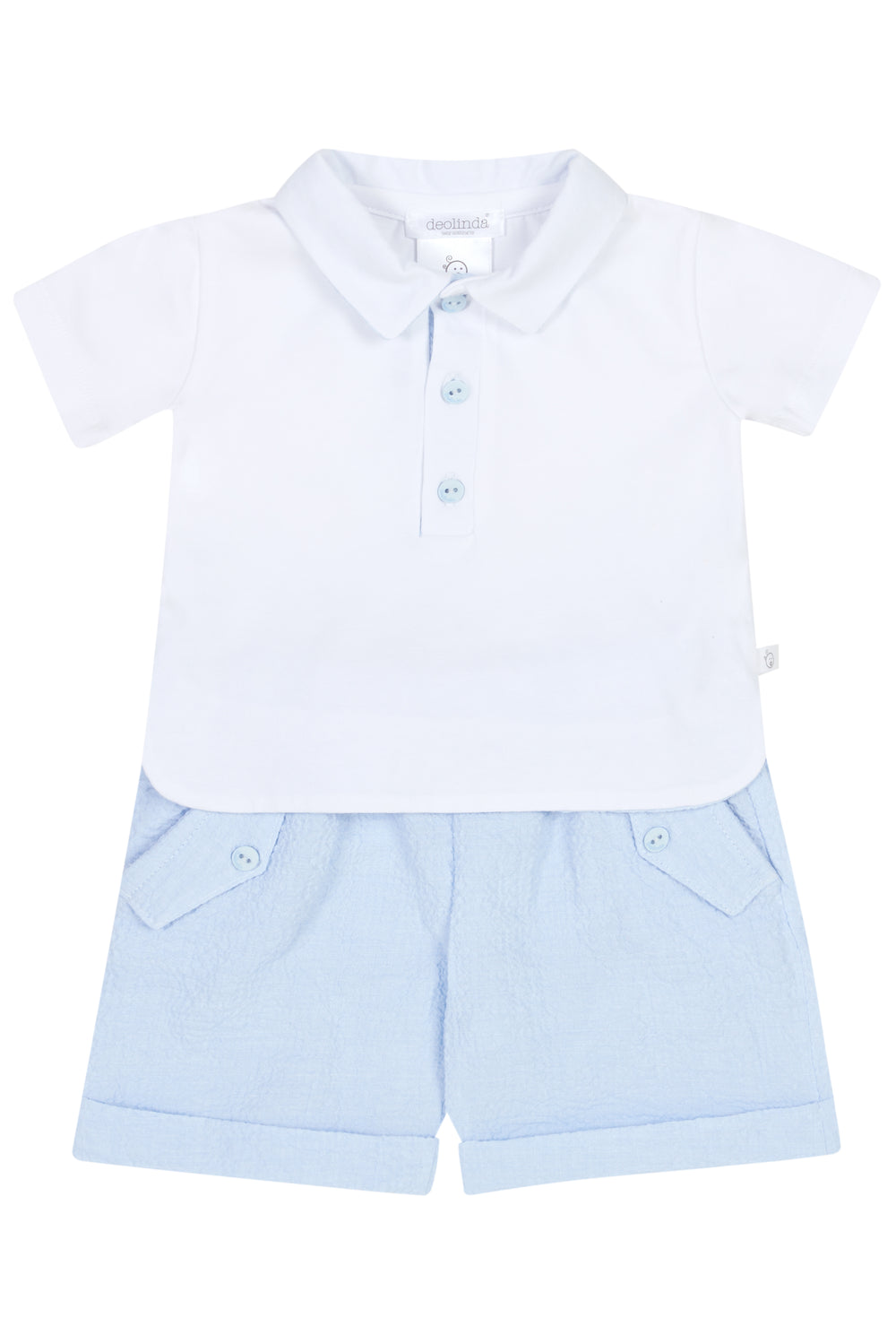 Deolinda PREORDER "Miles" Blue Polo Shirt & Shorts | Millie and John