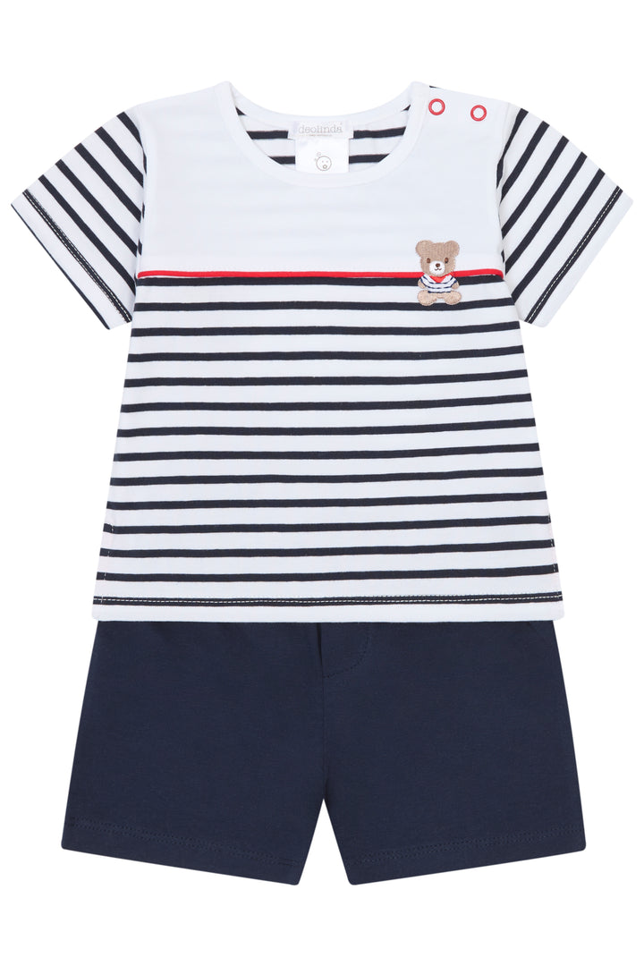 "Kai" Navy Striped Teddy T-Shirt & Shorts