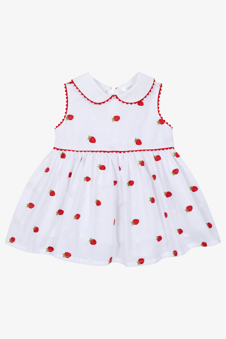 "Annie" White & Red Strawberry Dress