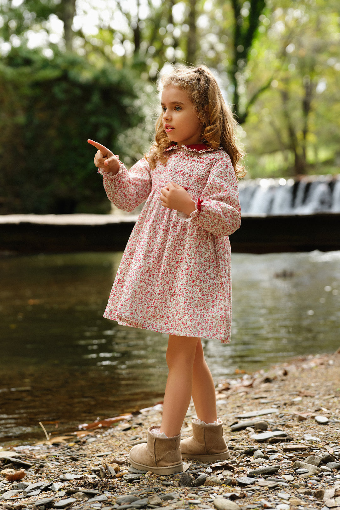 PREORDER "Isolde" Red Vintage Floral Smocked Dress