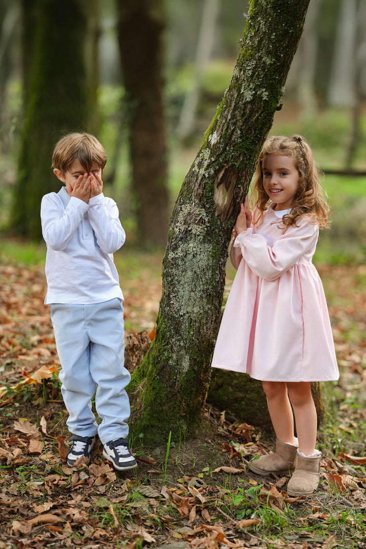 "Elodie" Blush Pink Smocked Cord Dress