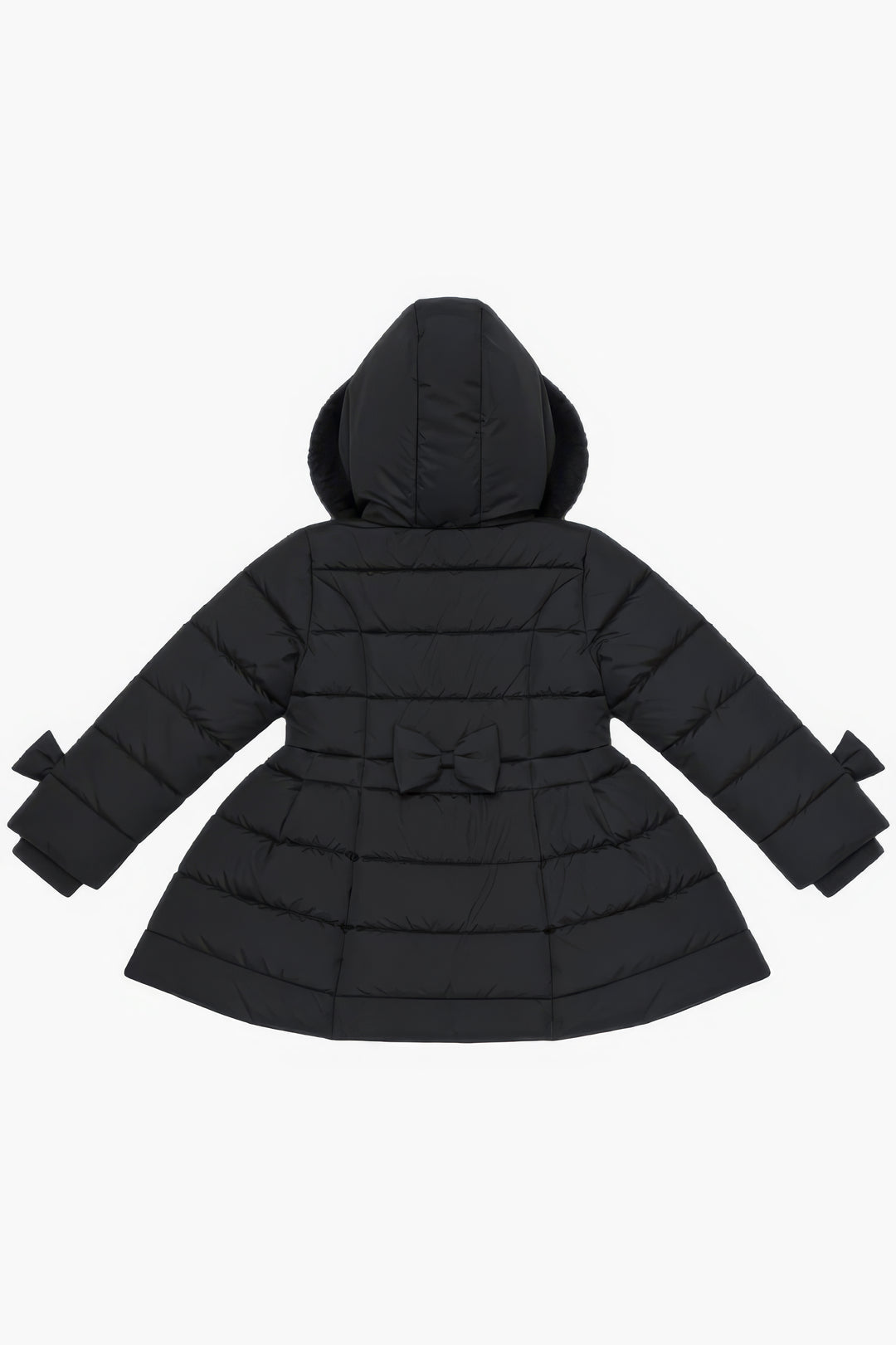 "Clara" Black Bow Puffer School Coat