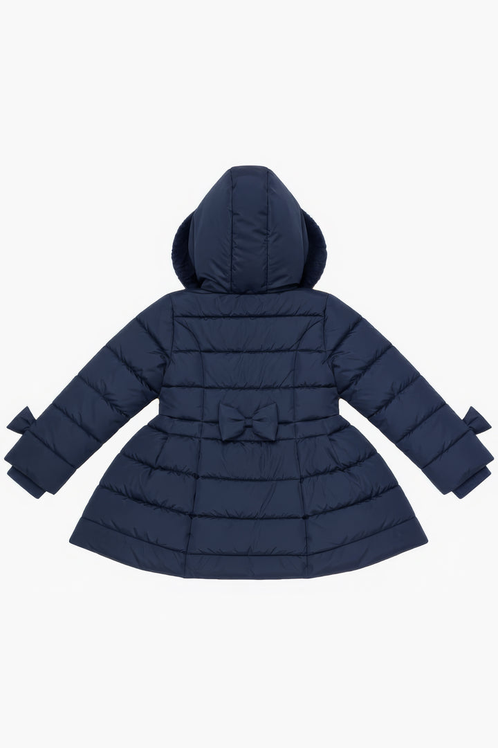 "Clara" Navy Bow Puffer School Coat