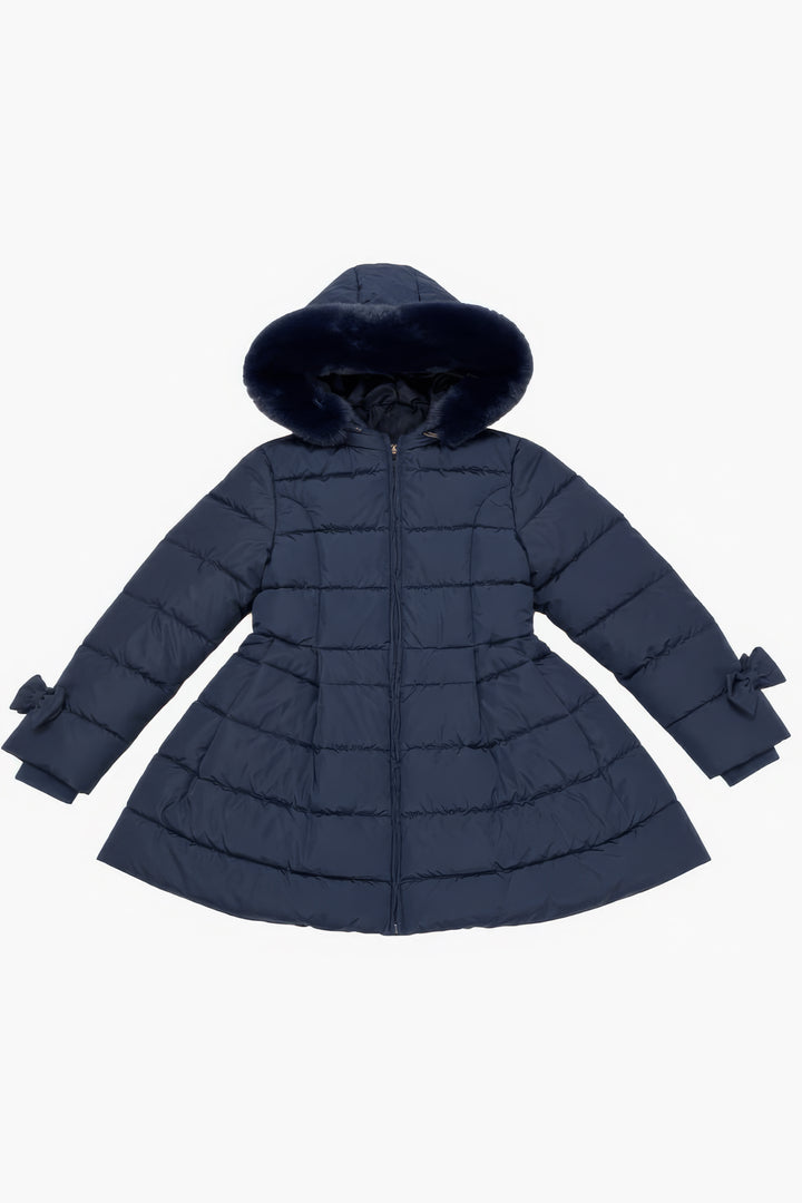 "Clara" Navy Bow Puffer School Coat