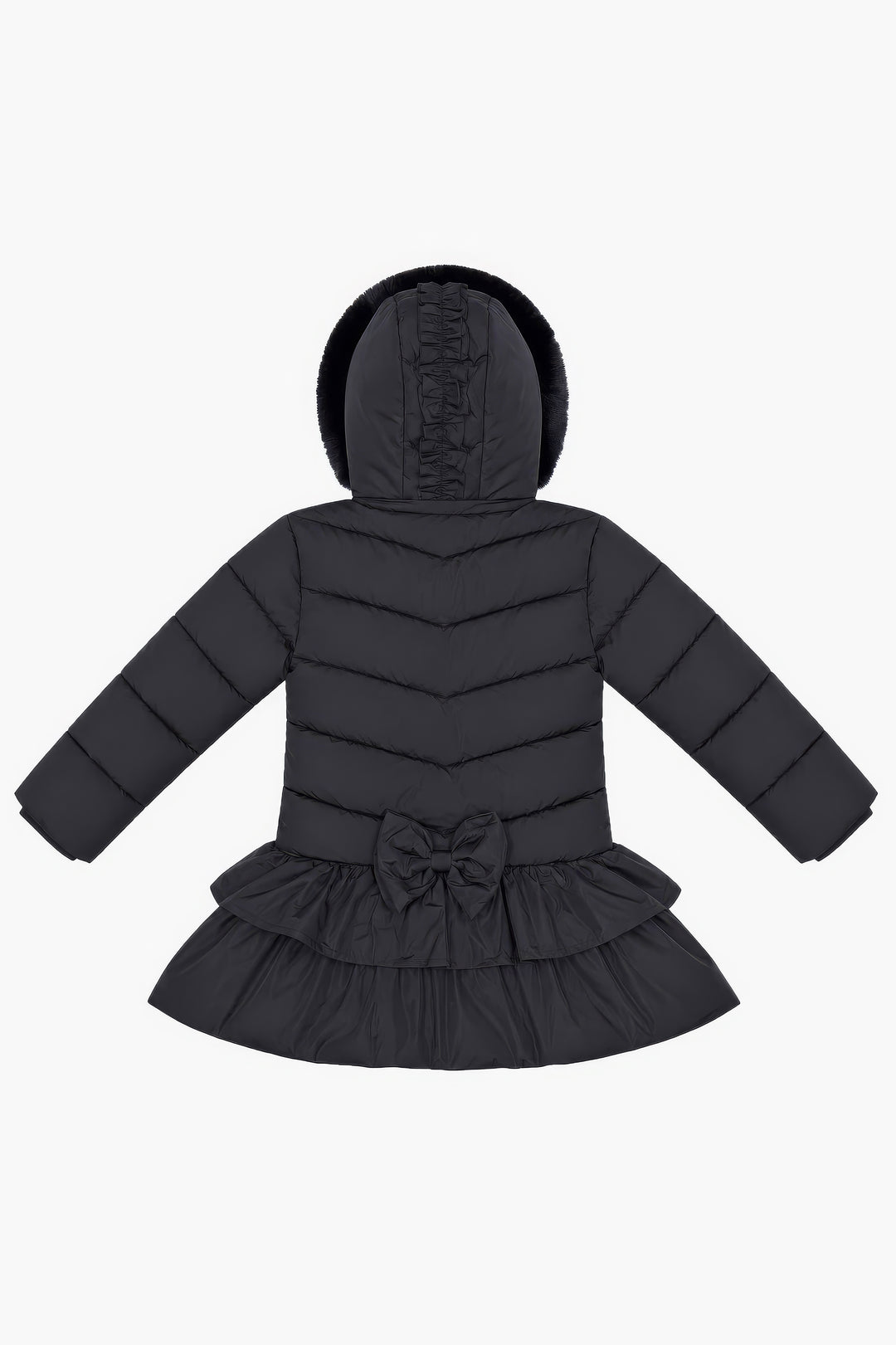 "Florence" Black Ruffle Puffer School Coat
