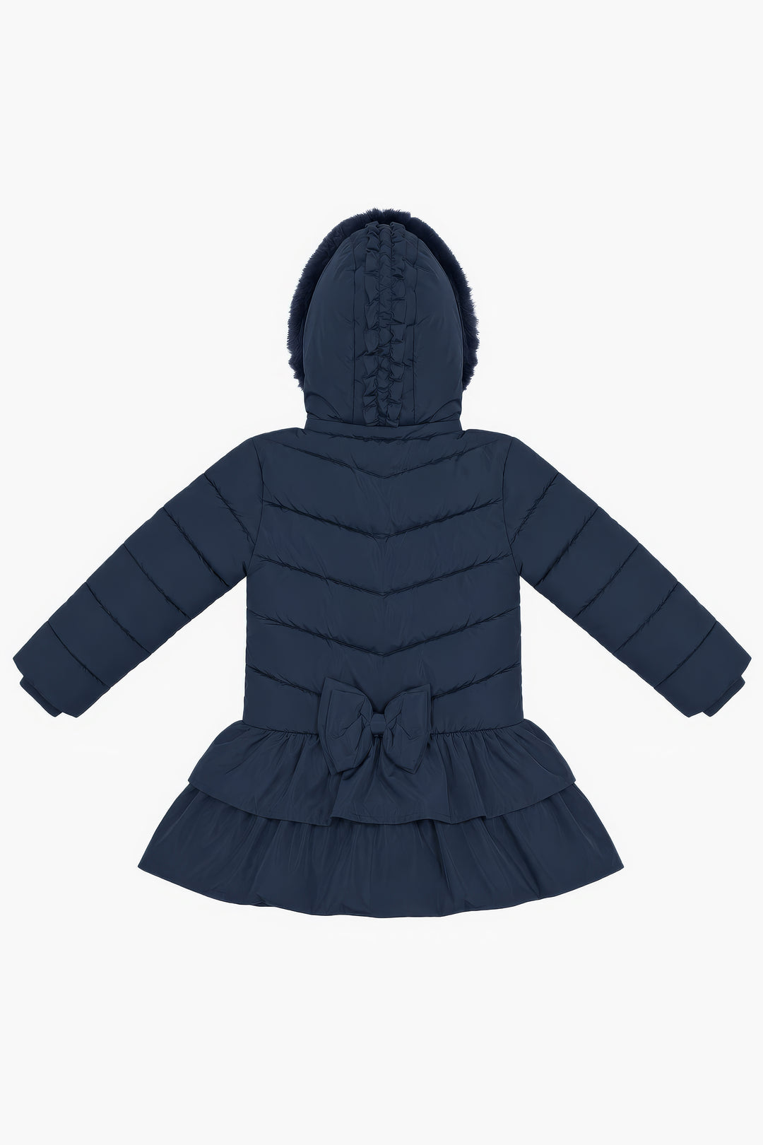 "Florence" Navy Ruffle Puffer School Coat