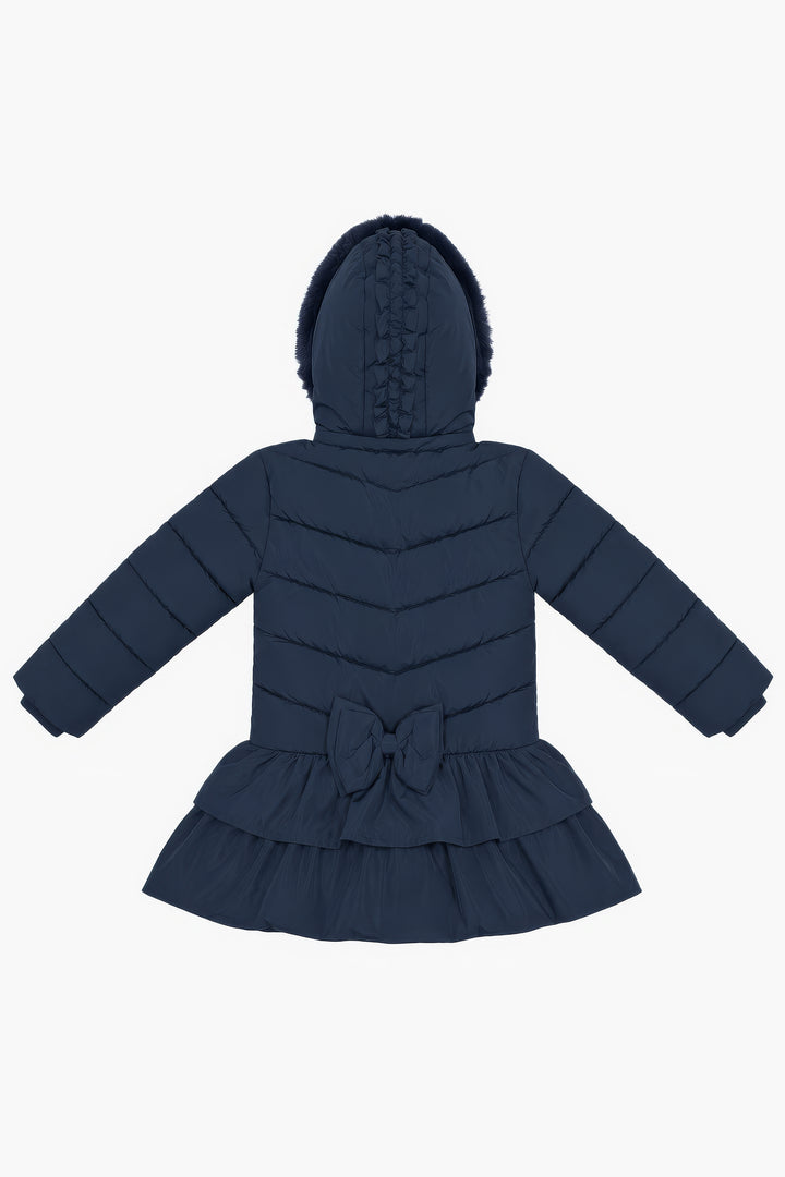 "Florence" Navy Ruffle Puffer School Coat