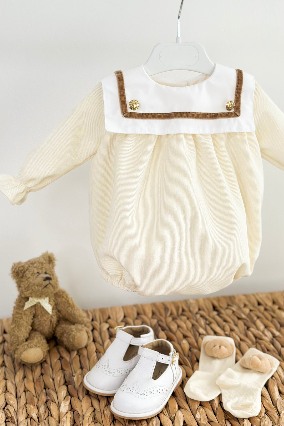 "Ronnie" Cream Cord Sailor Romper