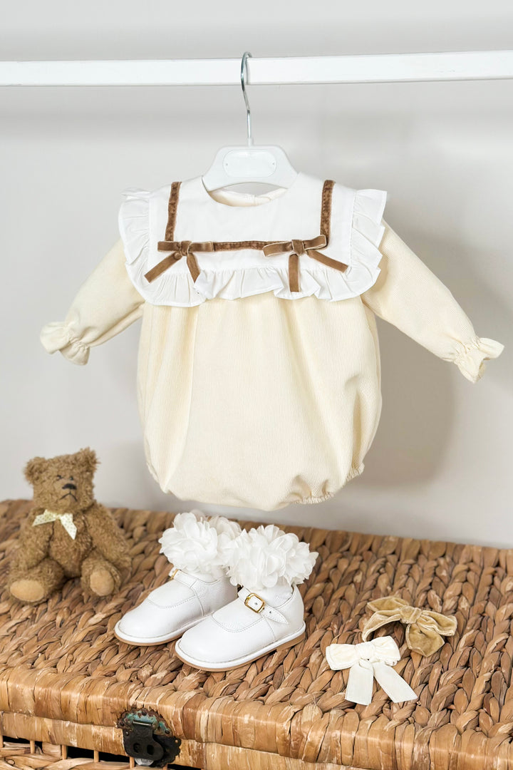"Olivia" Cream Cord Romper