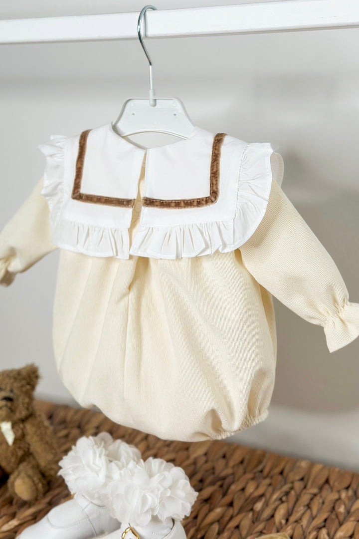 "Olivia" Cream Cord Romper
