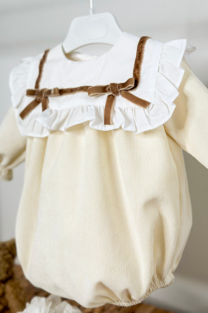 "Olivia" Cream Cord Romper