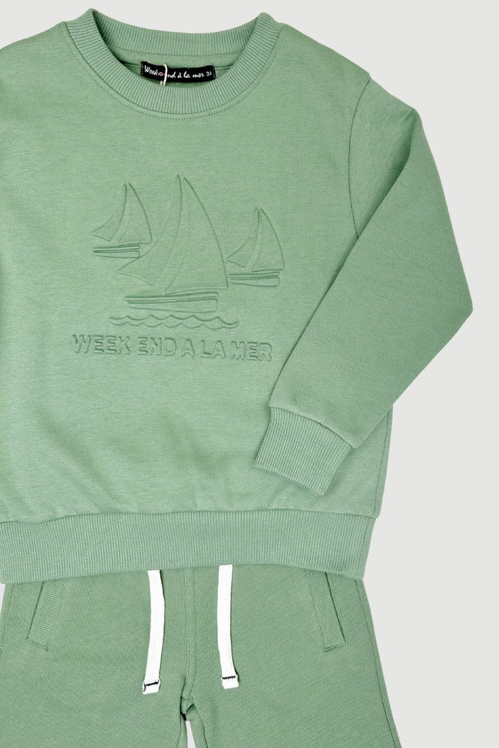 "Spencer" Sage Green Sweatshirt & Shorts