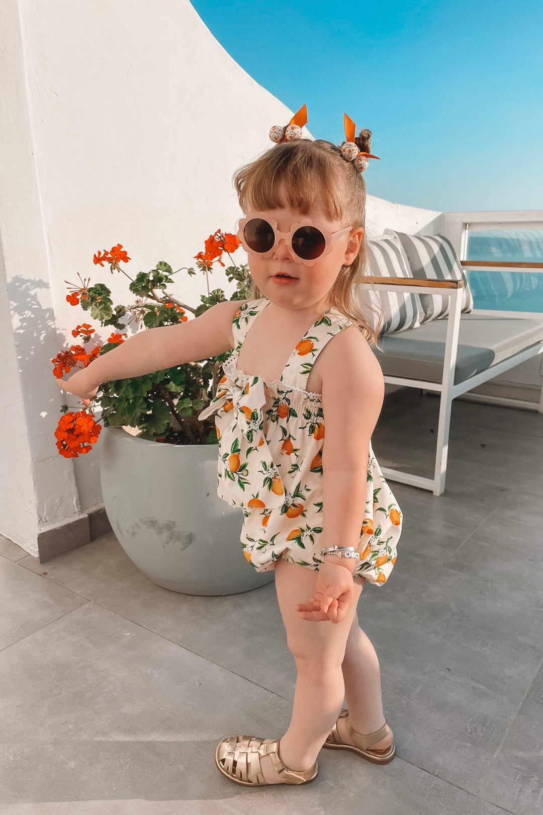 Phi "Clementine" Orange Print Bow Shortie | Millie and John