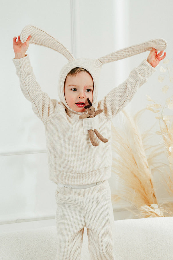 Espen Sand Knit Bunny Hoodie