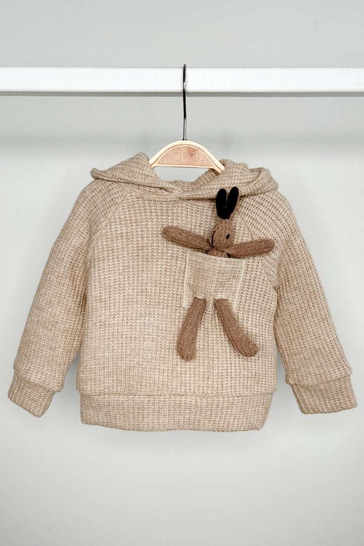 "Espen" Beige Knit Bunny Hoodie