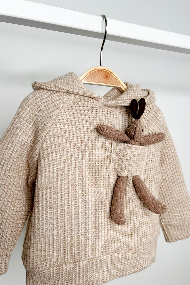 "Espen" Beige Knit Bunny Hoodie