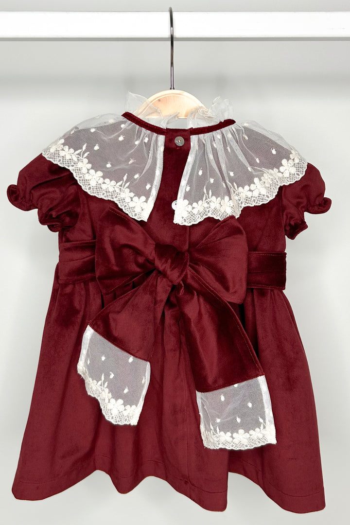 "Emmeline" Burgundy Velvet Lace Dress