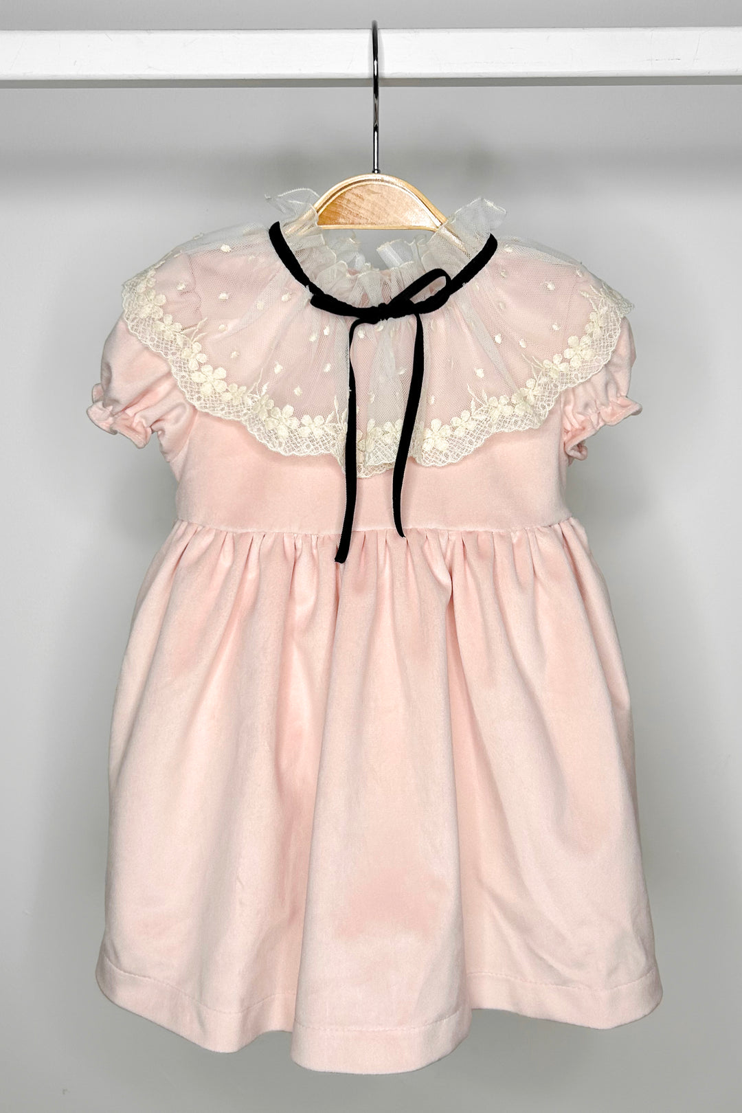 "Emmeline" Pink Velvet Lace Dress