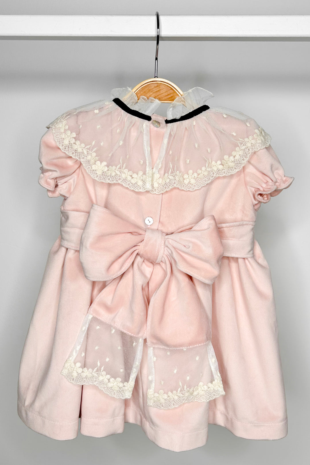 "Emmeline" Pink Velvet Lace Dress